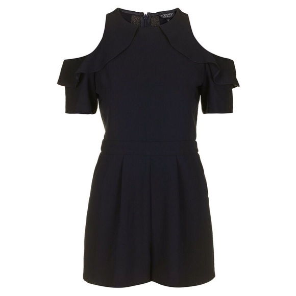 Topshop Ruffle Cold Shoulder Romper - Picture 2 of 7